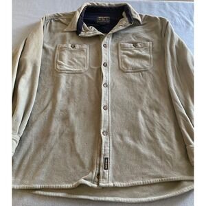 VTG Woolrich Mens Fleece Shirt Jacket Tan Khaki Button Up L Large *READ*